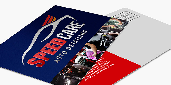 automotive postcard in raised spot uv finish