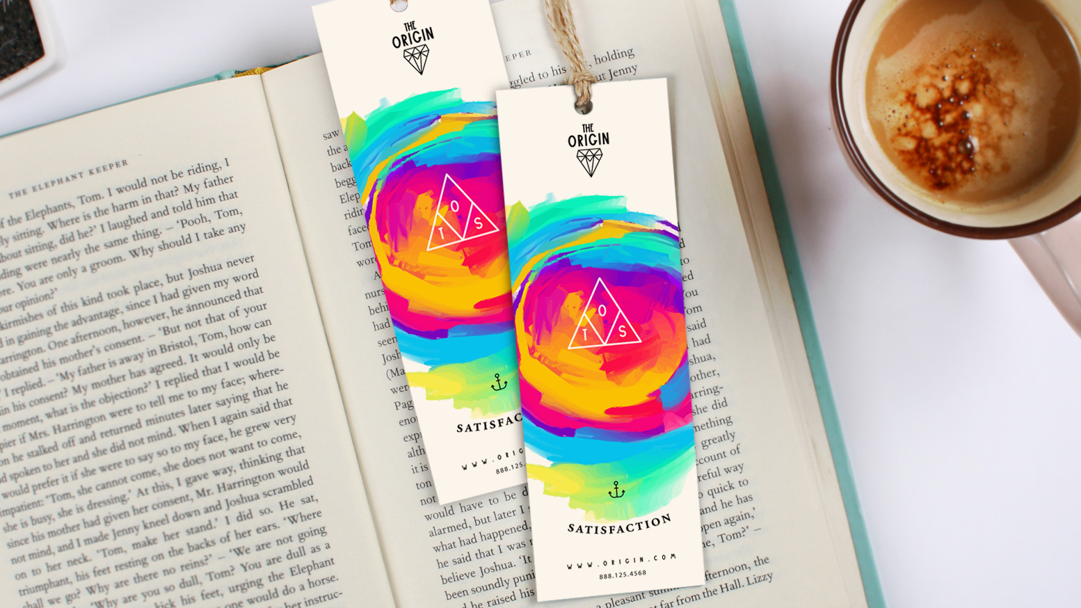 Give out free bookmarks to customers. Bookmark in a book