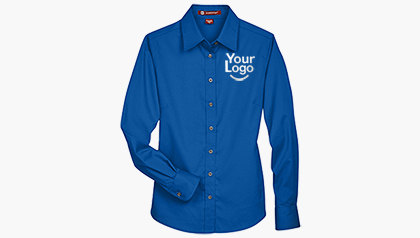 Harriton Ladies' Long-Sleeve Twill Shirt with Stain-Release