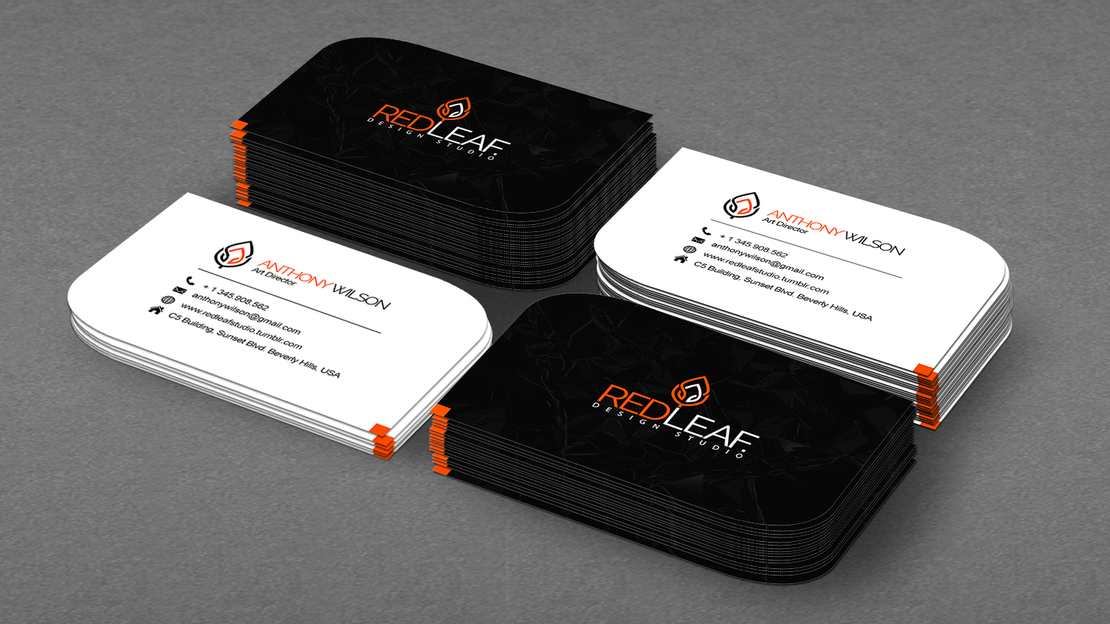 The versatile shape of leaf business cards make it ideal for design related companies. leaf business card for a design studio