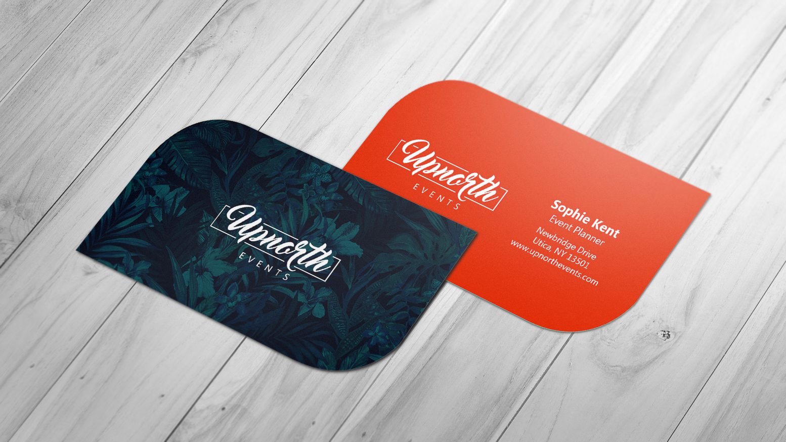 Leaf business cards are effective for the creative industry. Leaf business card for an events company