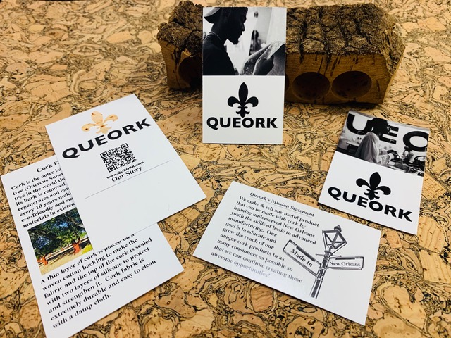 QUEORK hang tags front and back print designs