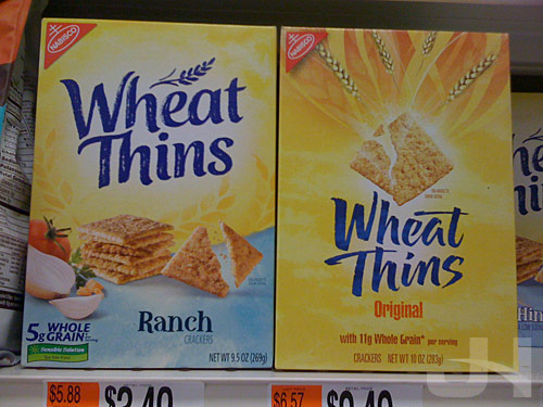 Joe Hribar featured product packaging comparisons for Wheat Thins Old and new product packaging comparison for wheat thins