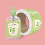 A Green Custom Waterproof Label for a hand wash product